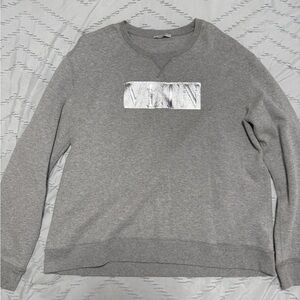 Valentino Gray Crewneck Sweater with Silver Accent
